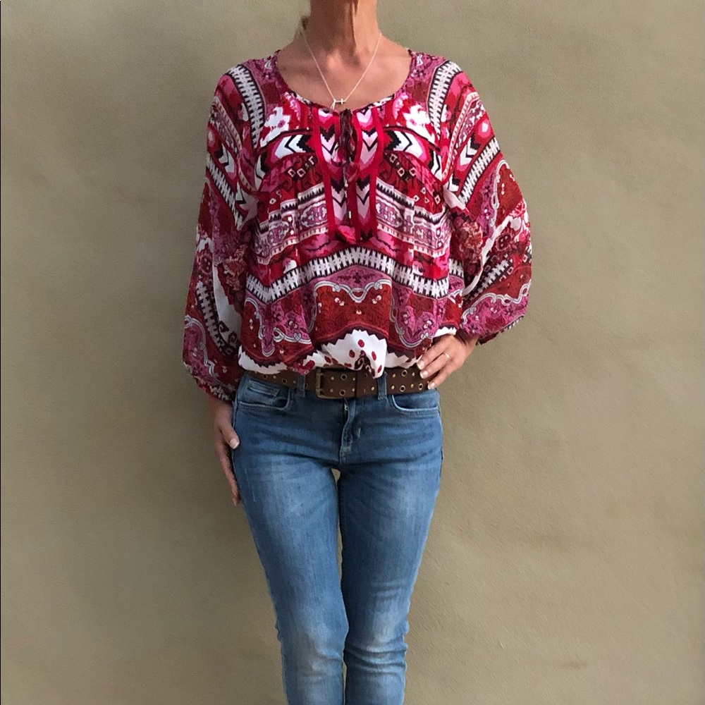 STUNNING Halle Bob peasant silk blouse size S/M price firm!!